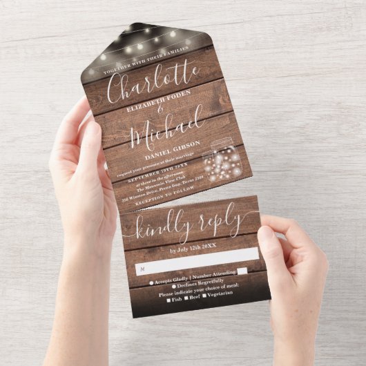 Slingerlichten Metselpotten Rustieke Schuur Houten All In One Uitnodiging (Afscheurbaar)