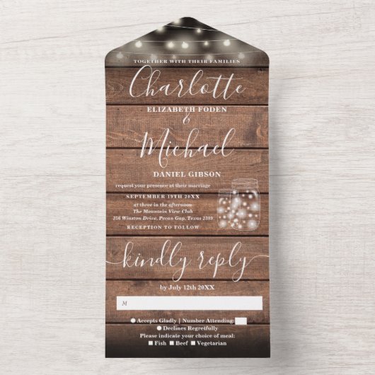 Slingerlichten Metselpotten Rustieke Schuur Houten All In One Uitnodiging (Binnen)