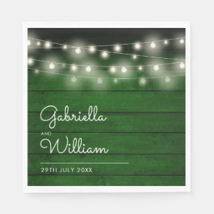 Slingerlichten Rustiek Groen Hout Elegant Schrift Servet