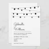 Slingerlichten Rustieke Trouwuitnodiging Kaart (Voorkant / Achterkant)