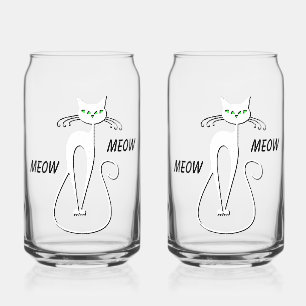 Slinky Black Cat Meow Custom Text Green Eyes Blikvorm Glas