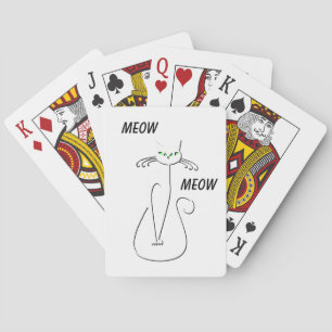 Slinky Black Cat Meow Custom Text Green Eyes Pokerkaarten