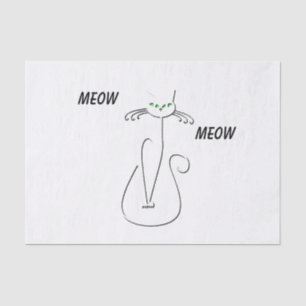 Slinky Black Cat Meow Custom Text Green Eyes Tissuepapier
