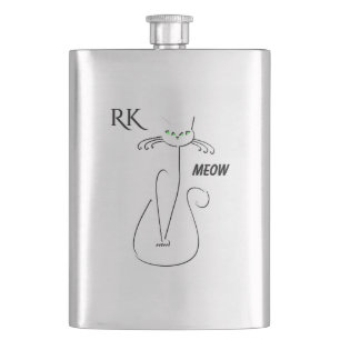 Slinky Black Cat Meow Meow Green Eyes Monogram Flacon