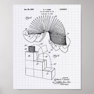 Slinky Speelgoed 1946 Patent Art - Lined Peper Poster