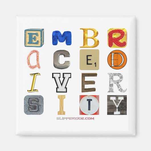 Slipperende letters van de omarming van diversitei magneet (Voorkant)