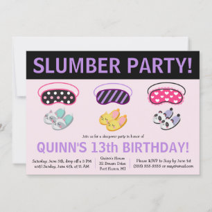 Slippers & Oogmaskers Slumber Party Verjaardagsfee Kaart