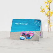 Slippers voor pensionering bij zwembad kaart (Gele Bloem)