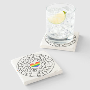 Slippery Joe's pride maze hartpijl puzzle labyri Stenen Onderzetter