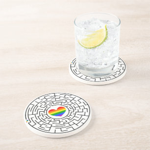 Slippery Joe's pride maze hartpijl puzzle labyri Zandsteen Onderzetter