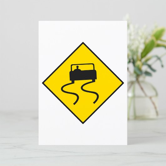 Slippery Road Sign Kaart