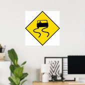 Slippery Road Sign Poster (Thuiskantoor)