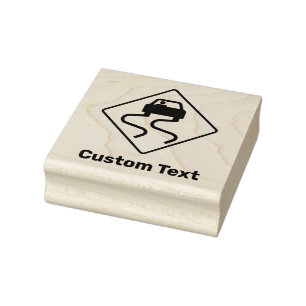 Slippery Road wanneer nat Rubberstempel