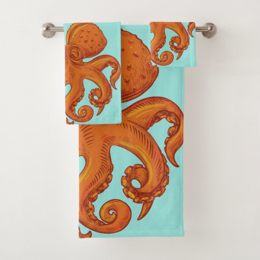 Slippery Zee Creature Ocean Octopus Long Tentacles Bad Handdoek (Insitu)