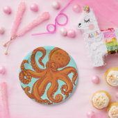 Slippery Zee Creature Ocean Octopus Long Tentacles Papieren Bordje (Feest)