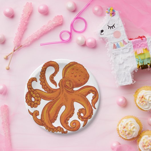 Slippery Zee Creature Ocean Octopus Long Tentacles Papieren Bordje (Feest)