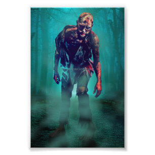 SlipperyJoe angstaanjagende zombiefiguur geïsoleer Foto Afdruk