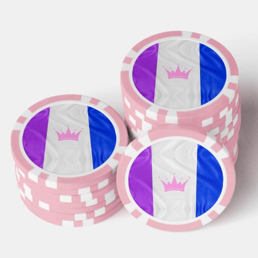 SlipperyJoe drag pride vlag paarse wit blauw Sequ Poker Chips (Opstapeling)