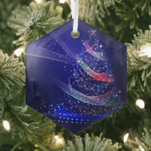 SlipperyJoe kerstboom digitaal doorschijnend rood Glas Ornament