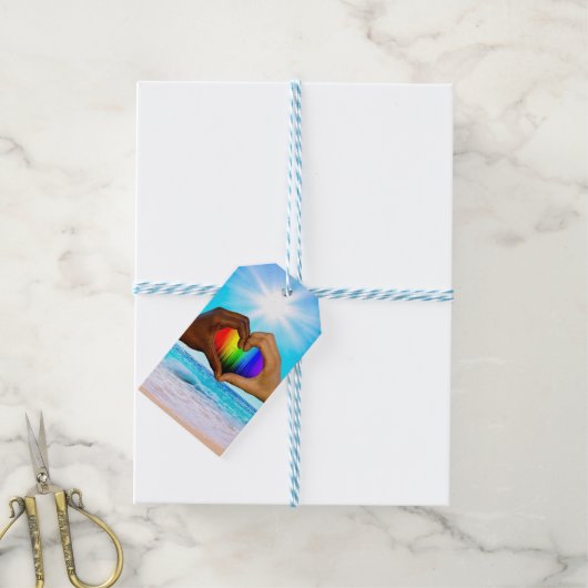 SlipperyJoe levendige regenbooggradiënt hart inter Cadeaulabel (Met Touw)