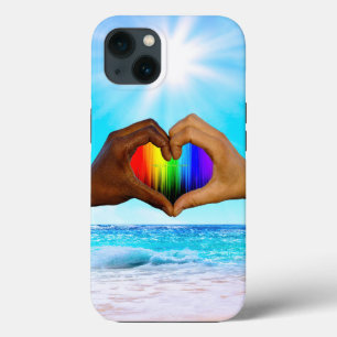 SlipperyJoe levendige regenbooggradiënt hart inter iPhone 13 Hoesje