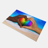 SlipperyJoe levendige regenbooggradiënt hart inter Deurmat (Schuin)