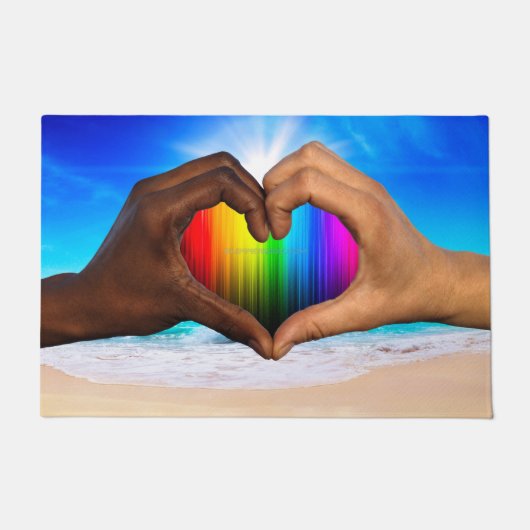 SlipperyJoe levendige regenbooggradiënt hart inter Deurmat (Voorkant)