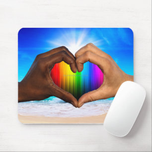 SlipperyJoe levendige regenbooggradiënt hart inter Muismat