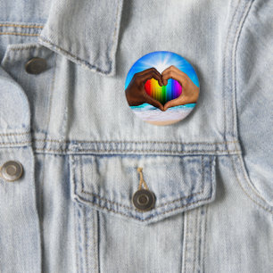 SlipperyJoe levendige regenbooggradiënt hart inter Ronde Button 5,7 Cm