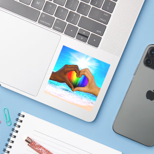 SlipperyJoe levendige regenbooggradiënt hart inter Sticker