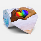 SlipperyJoe levendige regenbooggradiënt hart inter Stropdas (Opgerold)