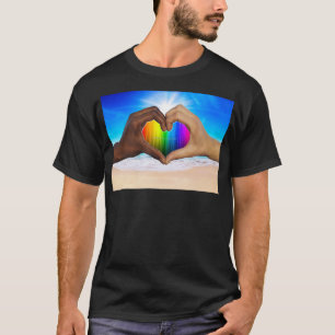SlipperyJoe levendige regenbooggradiënt hart inter T-shirt