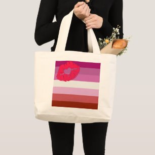 SlipperyJoe lipstick lesbische pridevlag vrouwelij Grote Tote Bag