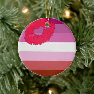 SlipperyJoe lipstick lesbische pridevlag vrouwelij Keramisch Ornament