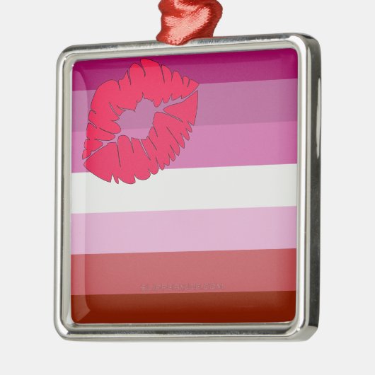 SlipperyJoe lipstick lesbische trots vlag vrouweli Metalen Ornament (Links)