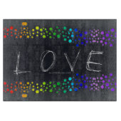 SlipperyJoe love bubbles rood sinaasappel geel gro Snijplank (Voorkant)