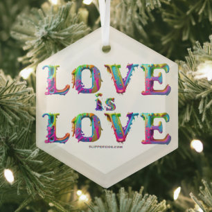 SlipperyJoe love is love druipende smeltende dynam Glas Ornament