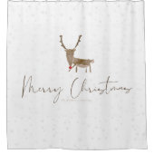 SlipperyJoe Merry Kerstfeest rendier rode neus mie Douchegordijn (Voorkant)