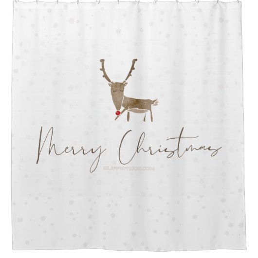 SlipperyJoe Merry Kerstfeest rendier rode neus mie Douchegordijn (Voorkant)