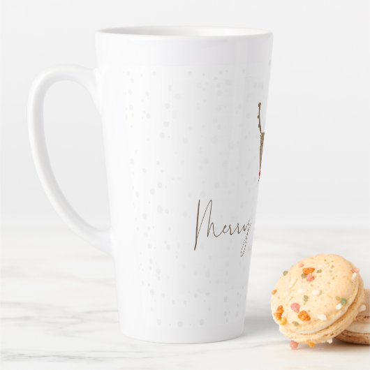 SlipperyJoe Merry Kerstfeest rendier rode neus mie Latte Mok (In situ)