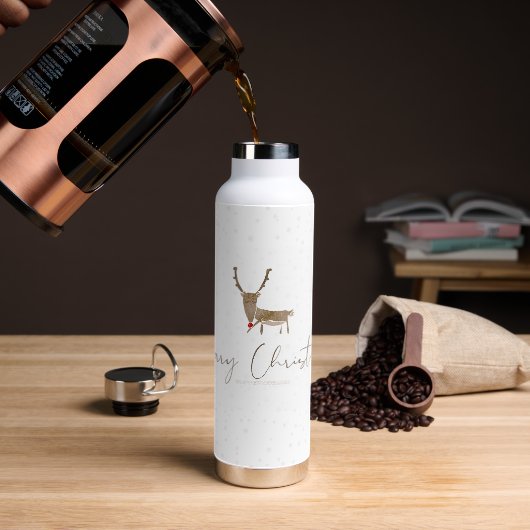 SlipperyJoe Merry Kerstfeest rendier rode neus mie Waterfles (Koffie)