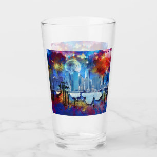 SlipperyJoe NYC graffiti maan omringd door wervele Glas