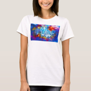 SlipperyJoe NYC graffiti maan omringd door wervele T-shirt