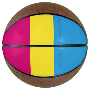 SlipperyJoe panseksuele pridevlag roze amber en cy Basketbal