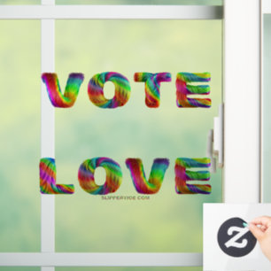 SlipperyJoe stem liefde gelijkheid regenboogkleuri Raamsticker