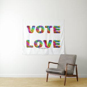SlipperyJoe stem love gelijkheid regenboogkleurige Wandkleed