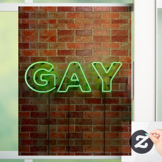 SlipperyJoe verlicht gay neonteken helder levendig Raamsticker (Huis)