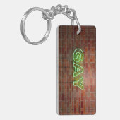 SlipperyJoe verlicht gay neonteken helder levendig Sleutelhanger (Voorkant Links)