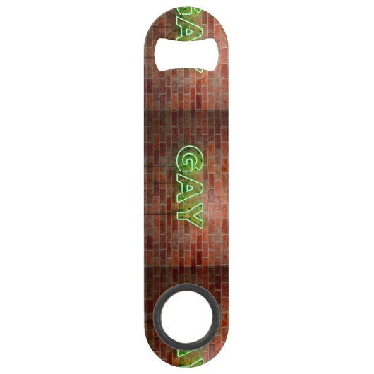 SlipperyJoe verlicht gay neonteken helder levendig Speed Flessenopener (Achterkant)