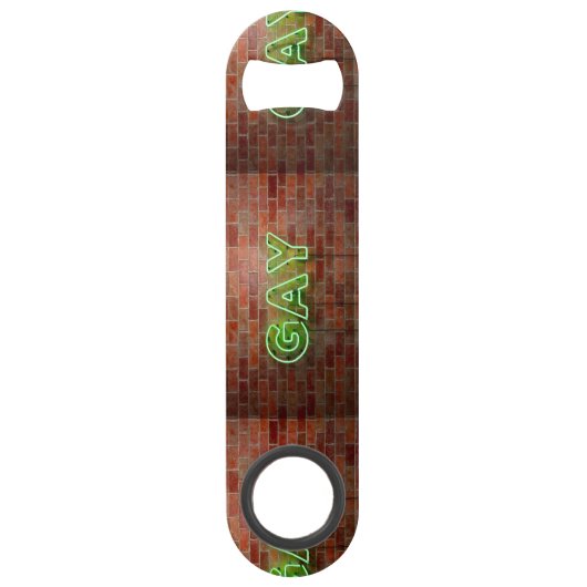 SlipperyJoe verlicht gay neonteken helder levendig Speed Flessenopener (Voorkant)